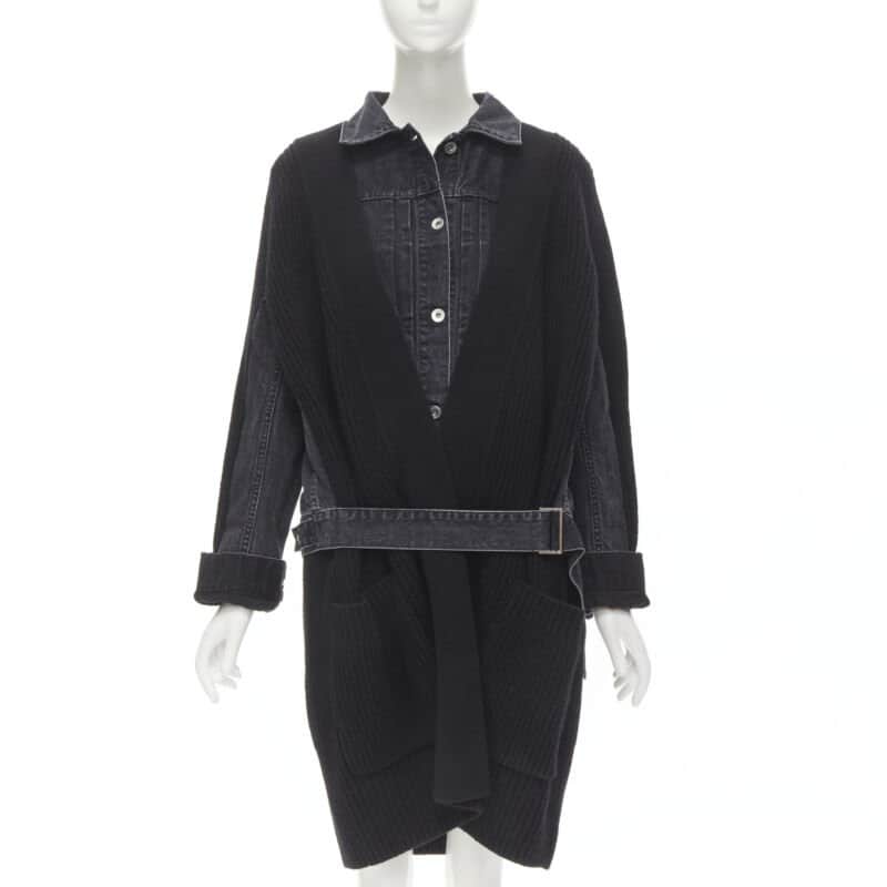 Sacai Reconstructed Denim Coat Black Never worn - Front View