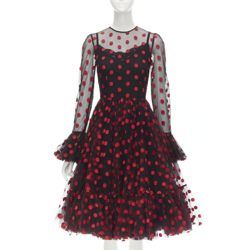 Dolce & Gabbana Polka Dot Dress Black Never worn - Front View