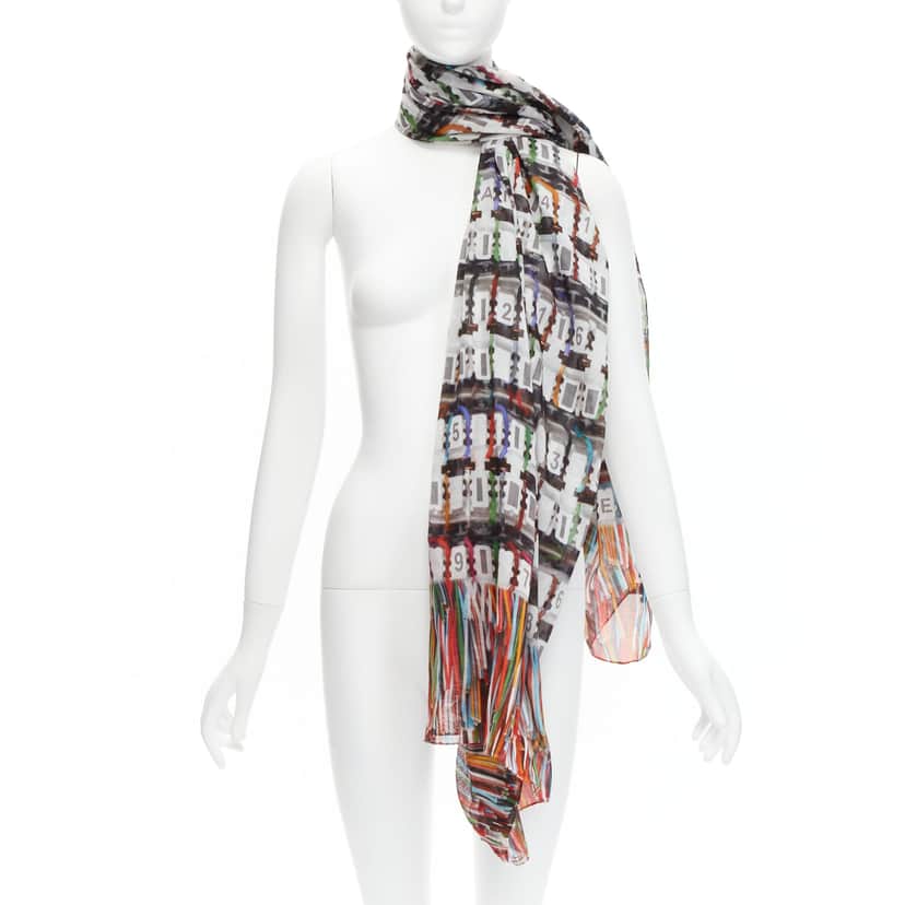 Chanel Data Centre Scarf MultiColor Cotton Never worn - Front View