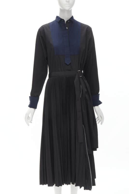 Sacai Tuxedo Bib Dress Black Polyester Never worn - Front View