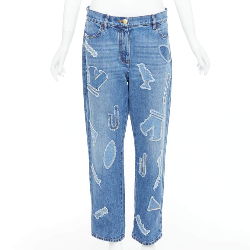 Chanel Blue Patch Straight Jeans Blue Cotton Very good condition - Front View