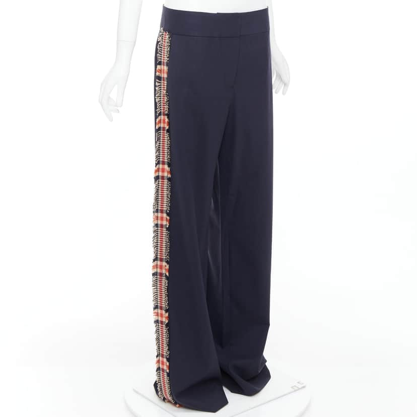 Monse Plaid Trim Trousers Black Wool Never worn, with tag - Front View