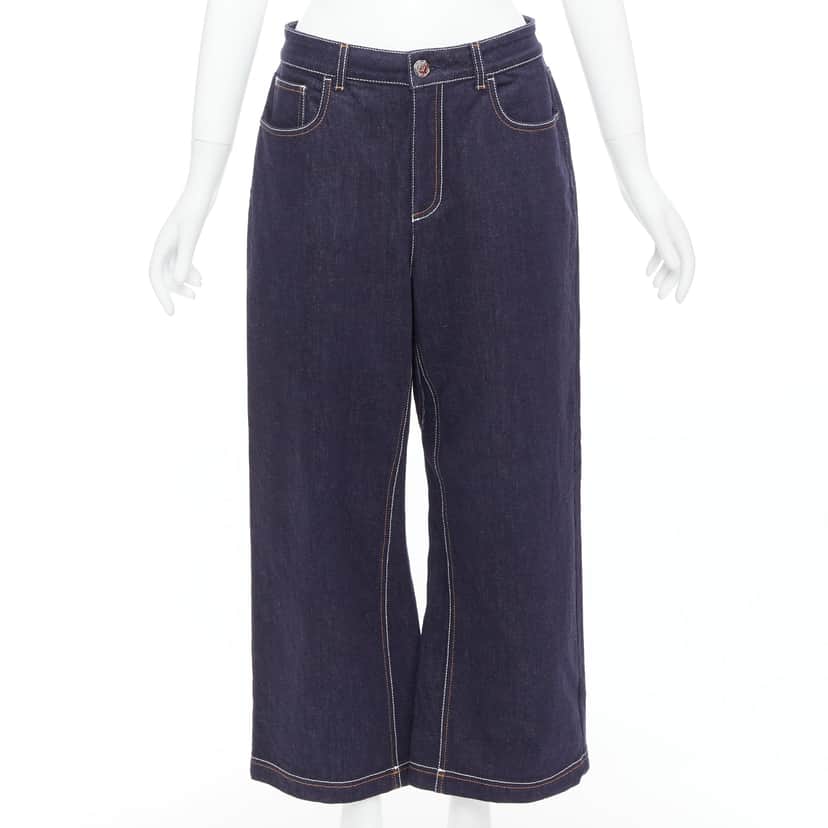 Fendi Brown FF Wide Jeans Blue Cotton Very good condition - Front View