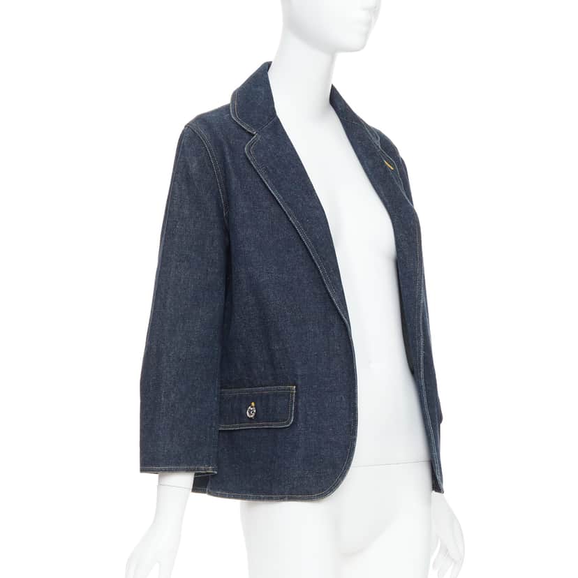 Chanel Indigo Denim Blazer Blue Very good condition - Front View