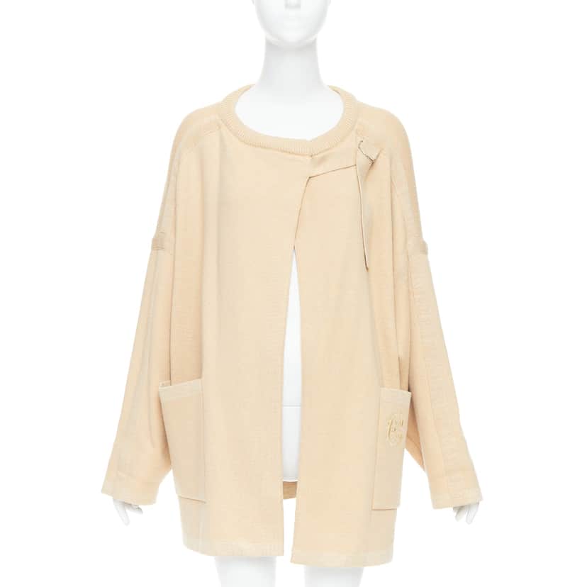 Chloé Embroidered Cardigan Coat Beige Wool Good condition - Front View