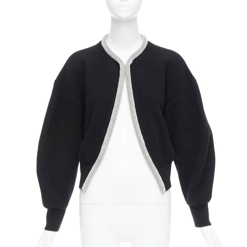 Alexander Wang Crystal Cord Cardigan Black Wool Very good condition - Front View