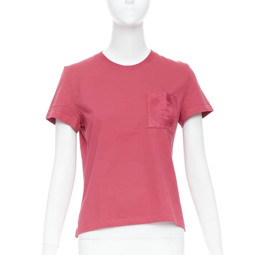 Hermès Embroidered Pocket Pink Cotton Never worn - Front View