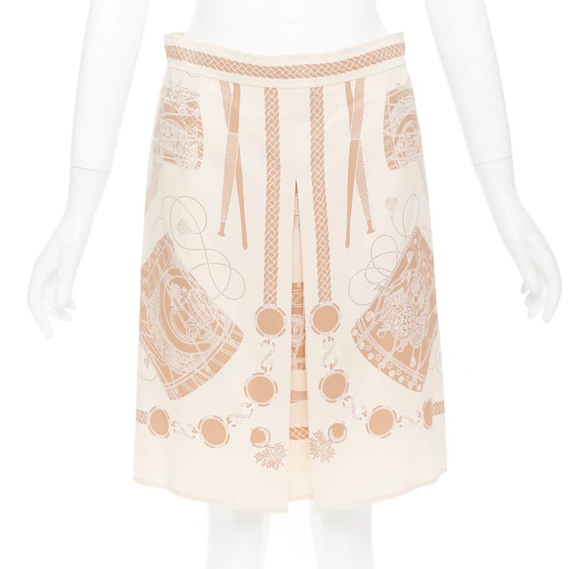 Hermès Les Tambours Finesse Beige Silk Very good condition - Front View