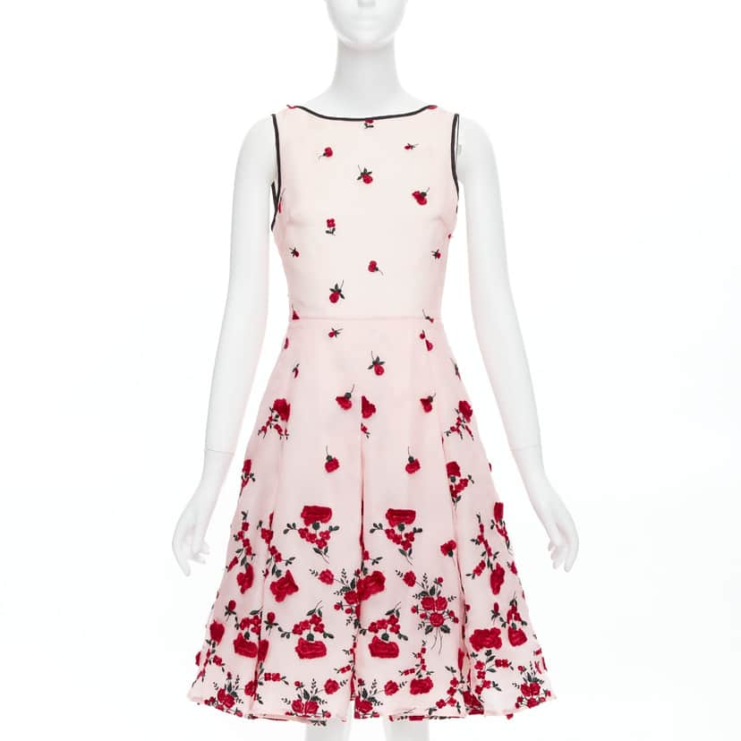 Oscar De La Renta Carnation Rose Dress Pink Silk Never worn - Front View