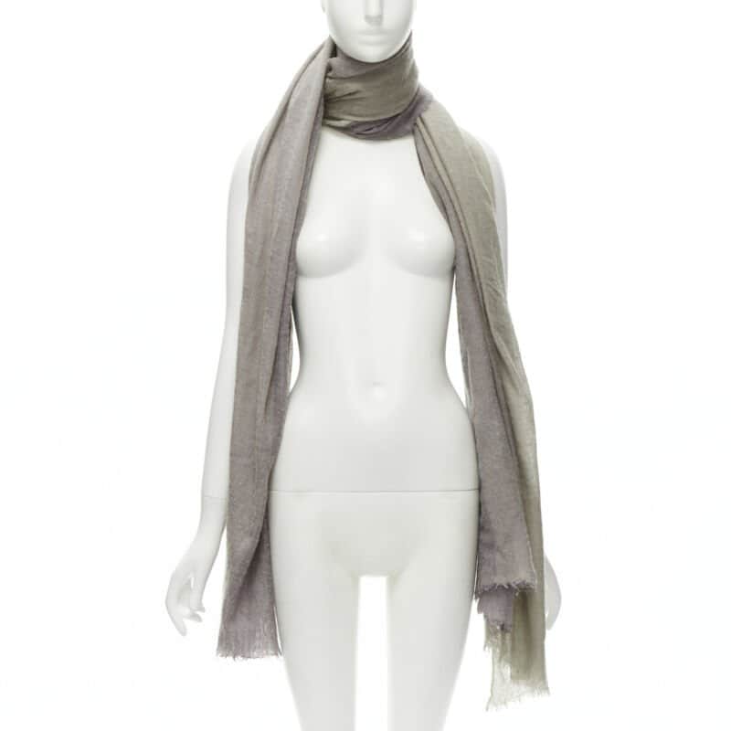 Hermès Colorblock Scarf Grey Cashmere Fair condition - Front View