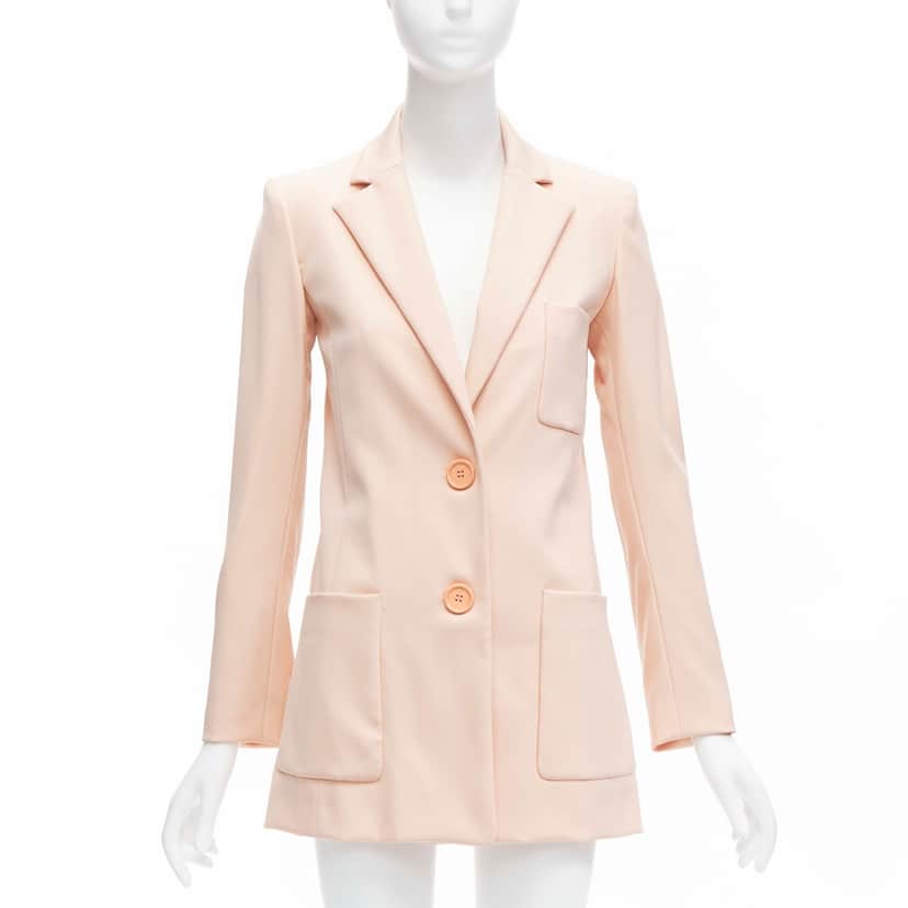 Oscar De La Renta Pink Longline Blazer Pink Wool Never worn - Front View
