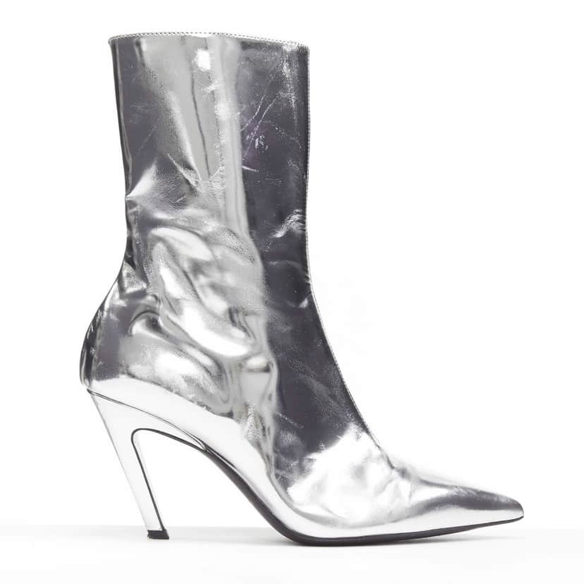 Balenciaga Metallic Mirrored Boots Silver Leather Fair condition - Front View