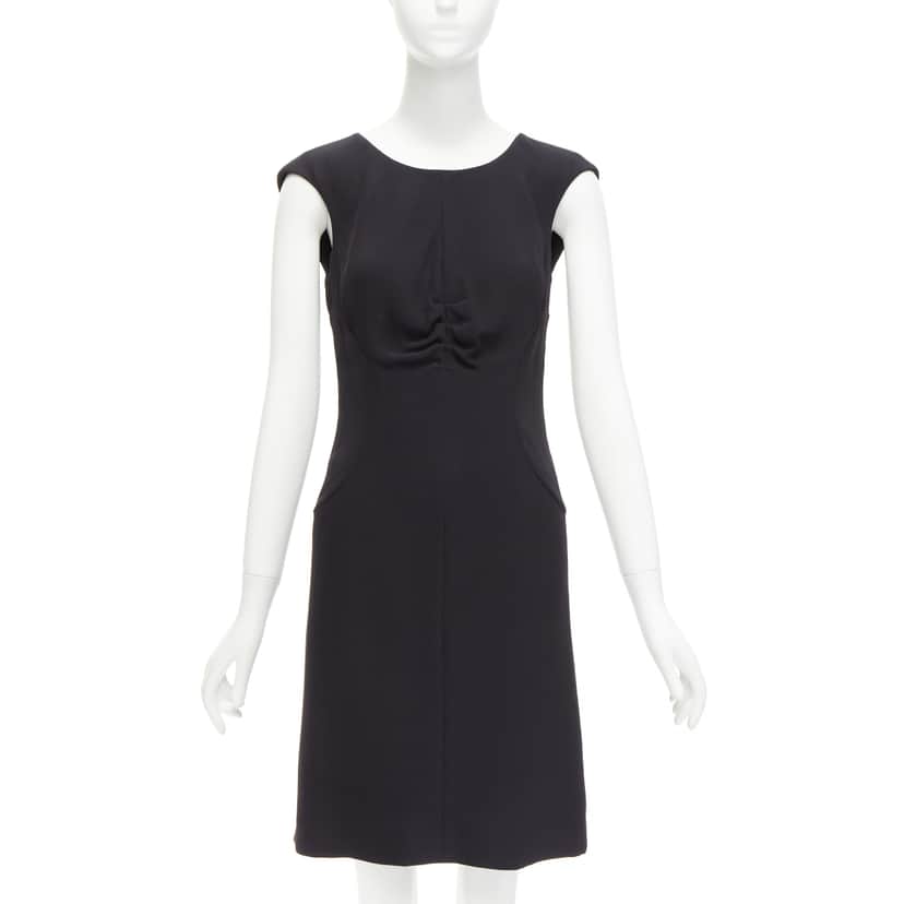 Chanel Ruched Shift Dress Black Silk Very good condition - Front View