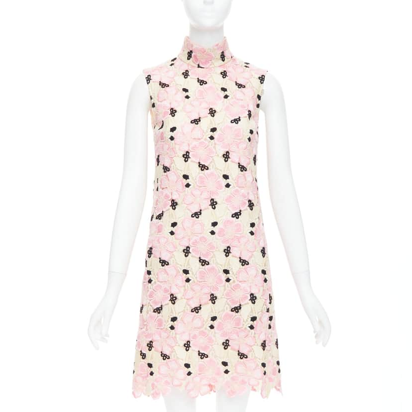 Giambattista Valli Guipure Lace Dress Pink Polyester Never worn - Front View