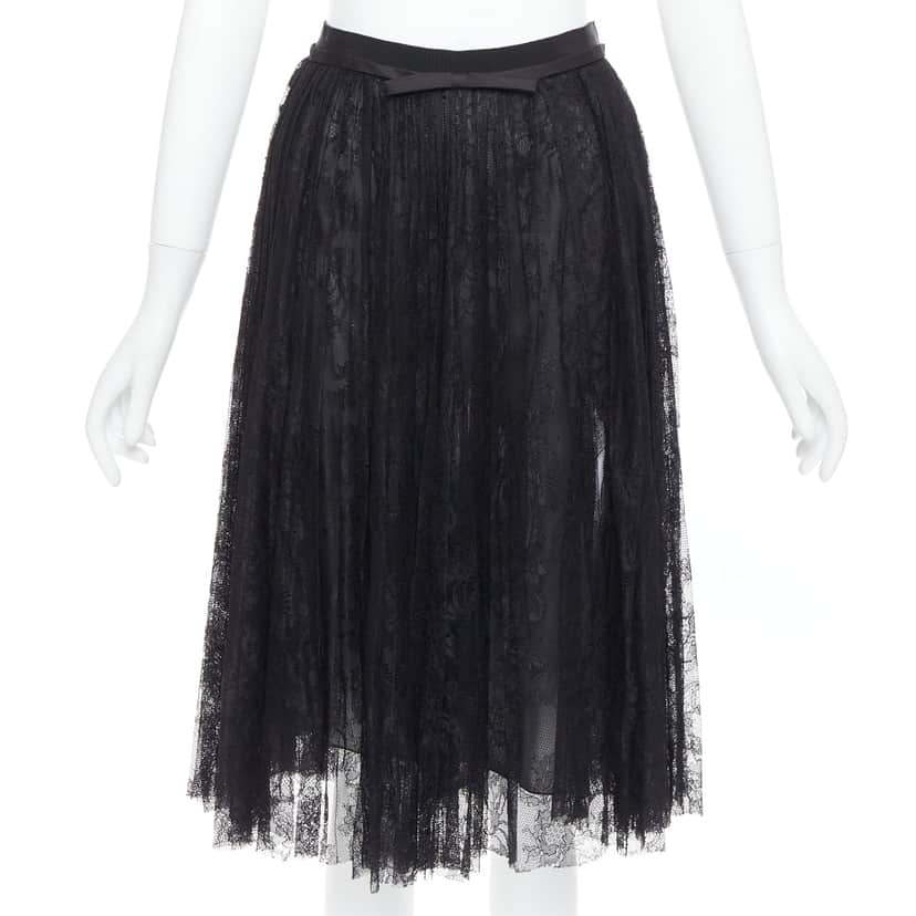 Giambattista Valli Lace Bow Skirt Black Viscose Very good condition - Front View