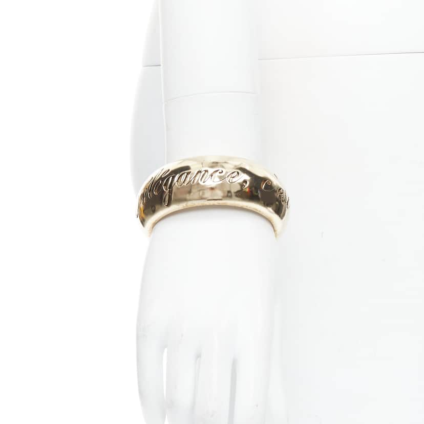 Chanel Script Metal Bangle Bracelet Gold Metal Good condition - Front View