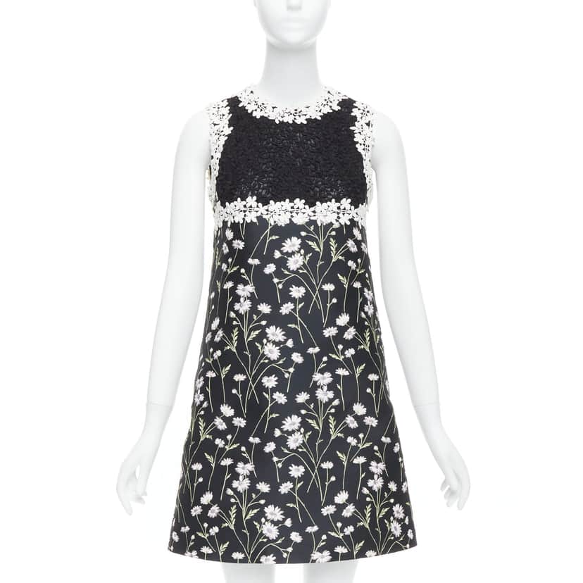 Giambattista Valli Lace Bodice Dress Black Polyester Never worn - Front View