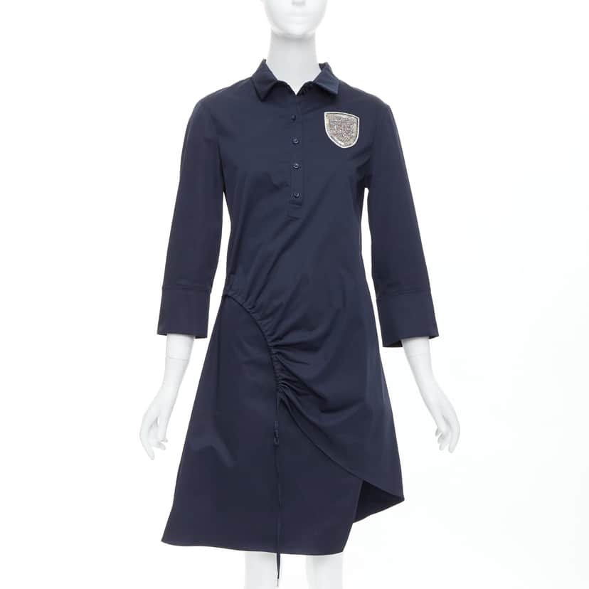 Dior Beaded Badge Dress Navy Cotton Very good condition - Front View