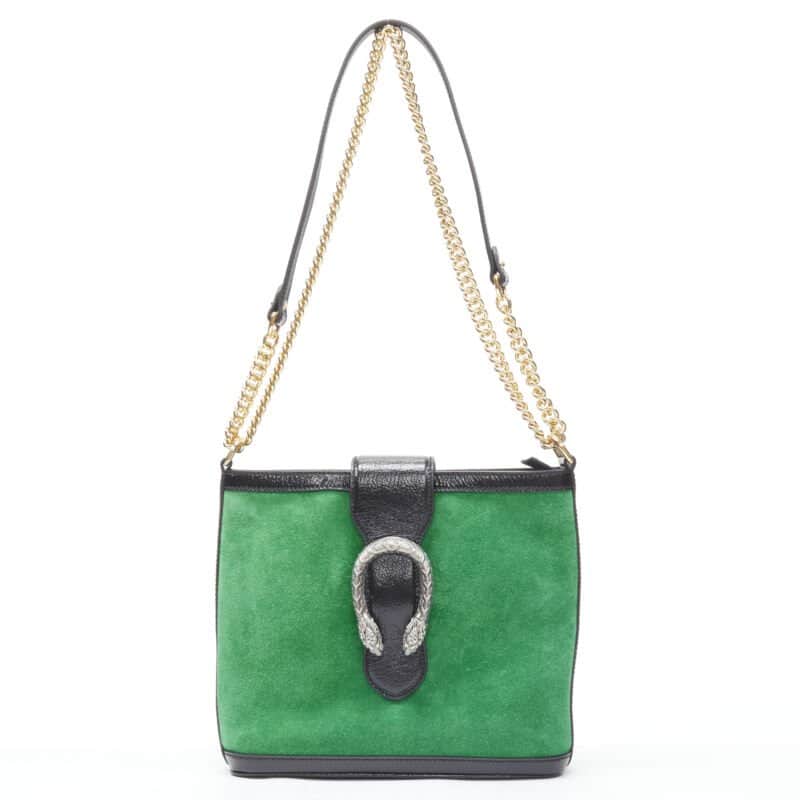 Gucci Applique Chain Bag Green Suede Very good condition - Front View