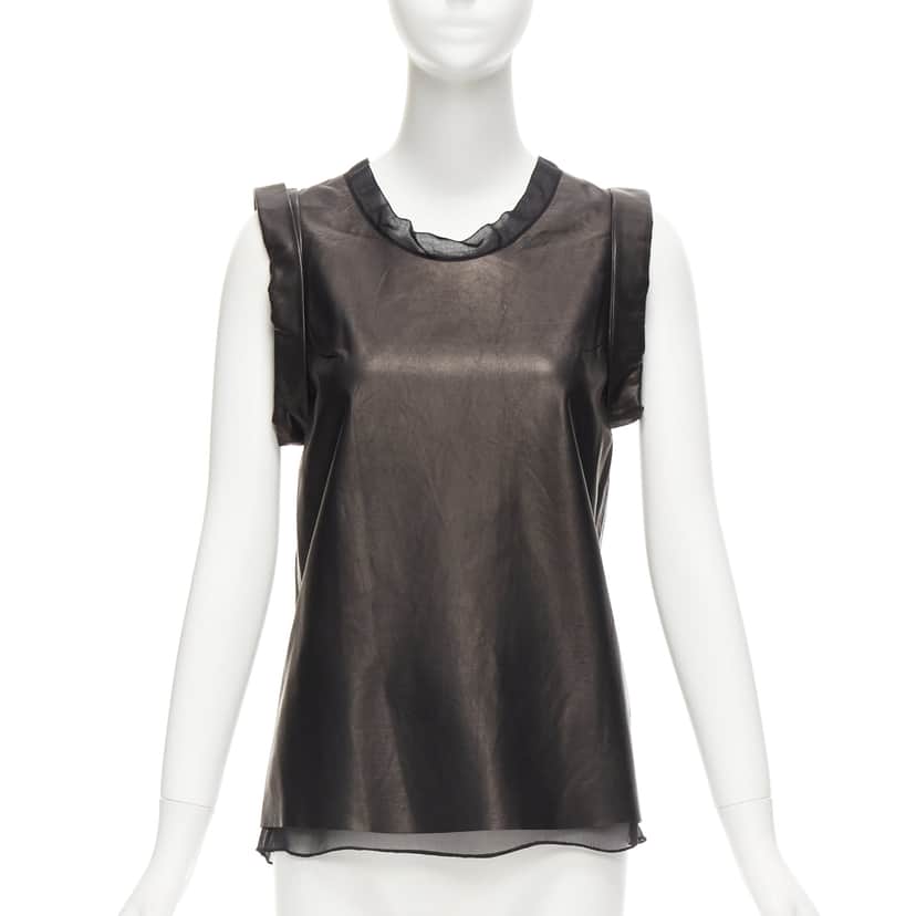 3.1 Phillip Lim Silk Trim Tunic Black Leather Very good condition - Front View