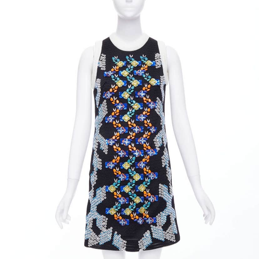Peter Pilotto Mesh Mini Dress Black Silk Never worn - Front View