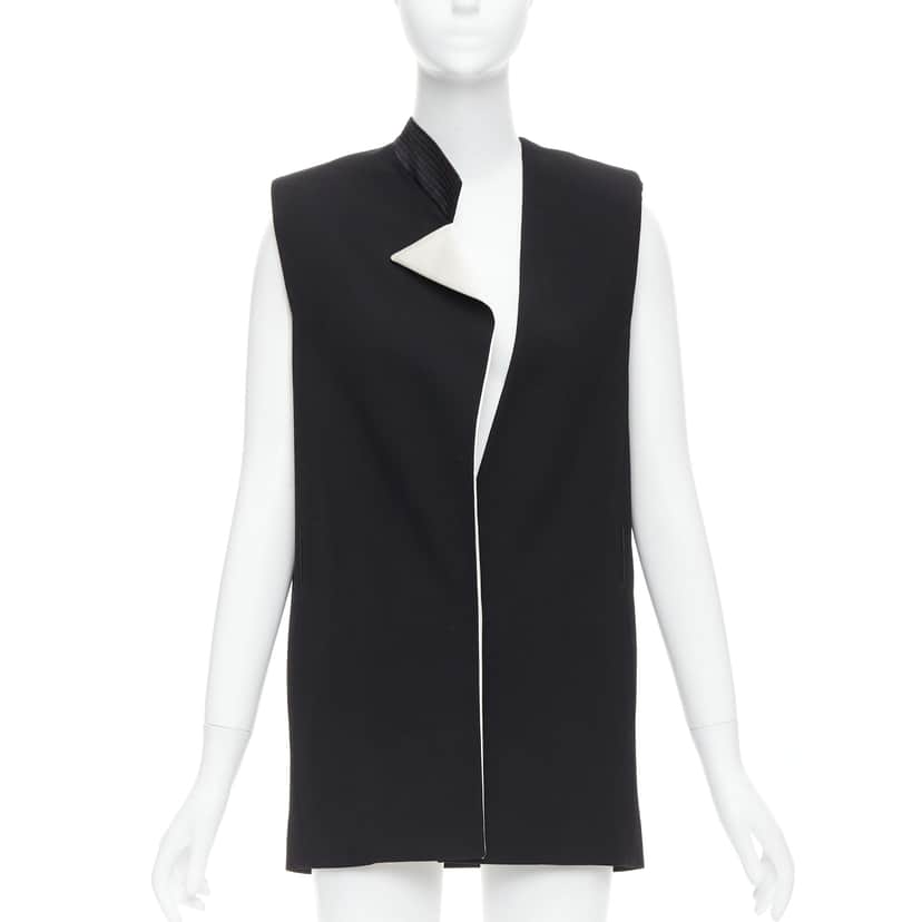 Lanvin Black Padded Boxy Vest Black Wool Never worn - Front View