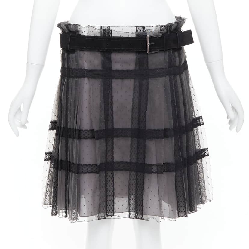Dior Lace Belt Wrap Skirt Grey Good condition - Front View