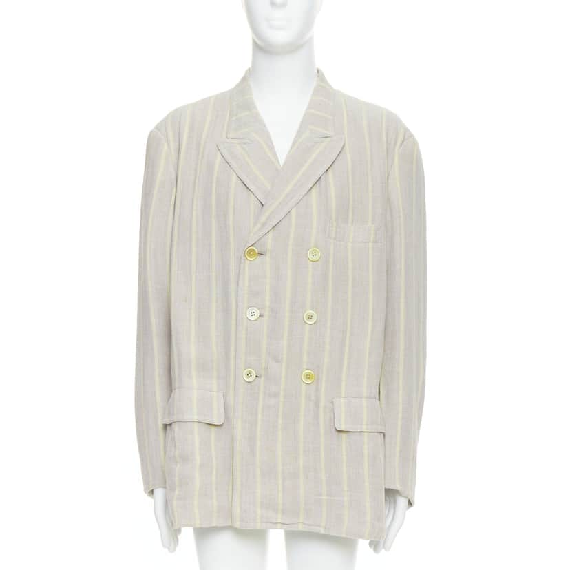 Yohji Yamamoto Grey Striped Blazer Anthracite Cotton Very good condition - Front View