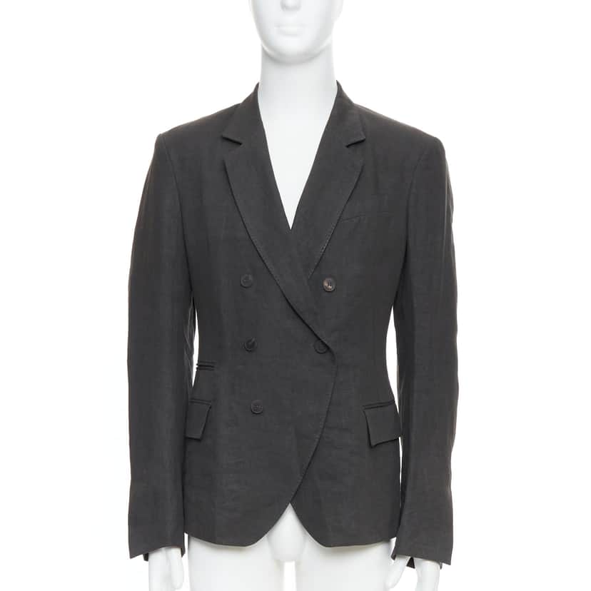 Haider Ackermann Grey Double Breasted Blazer Grey Linen Never worn - Front View