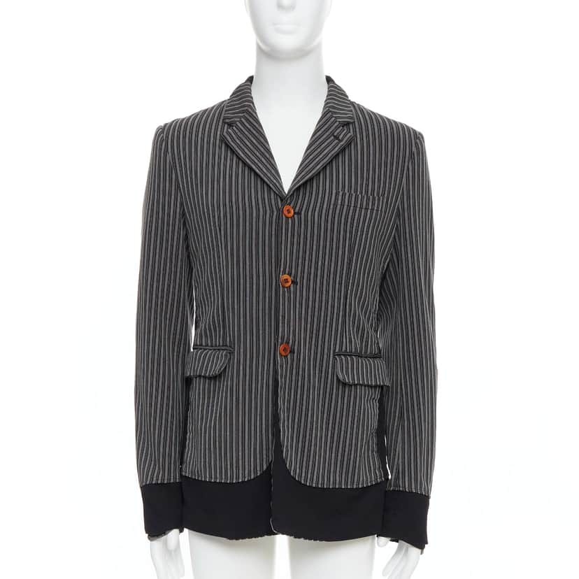 Comme Des Garcons Grey Striped Blazer Grey Wool Very good condition - Front View