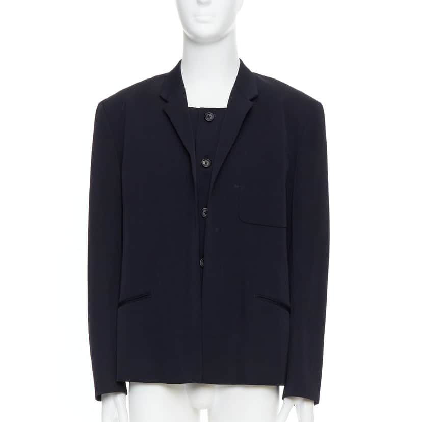 Yohji Yamamoto Black Deconstructed Blazer Black Wool Very good condition - Front View