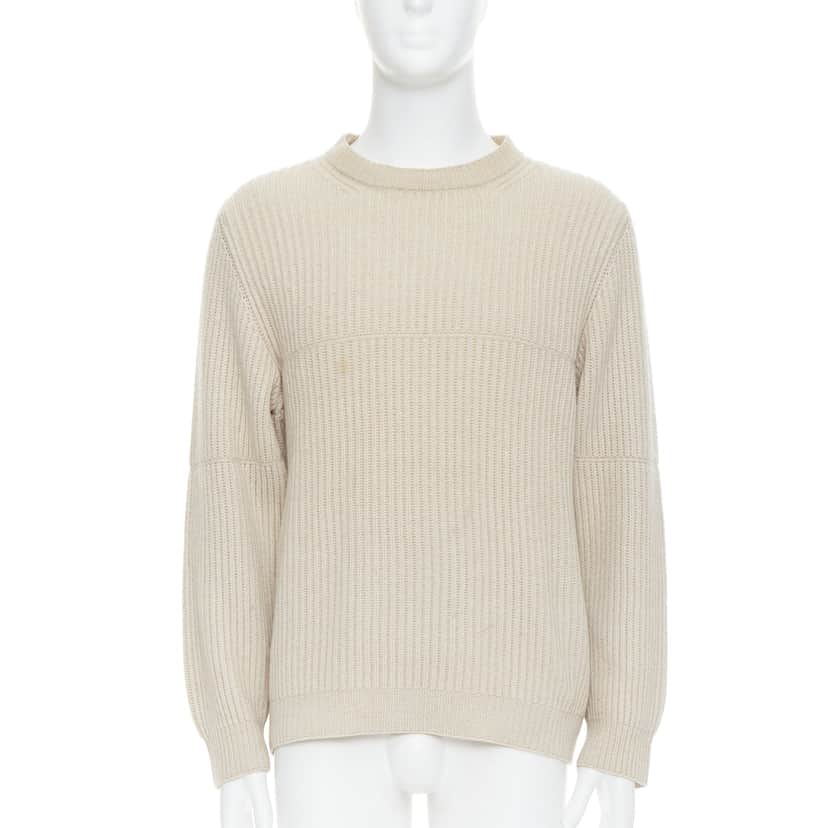 Ermenegildo Zegna Panelled Rib Sweater Beige Cashmere Good condition - Front View