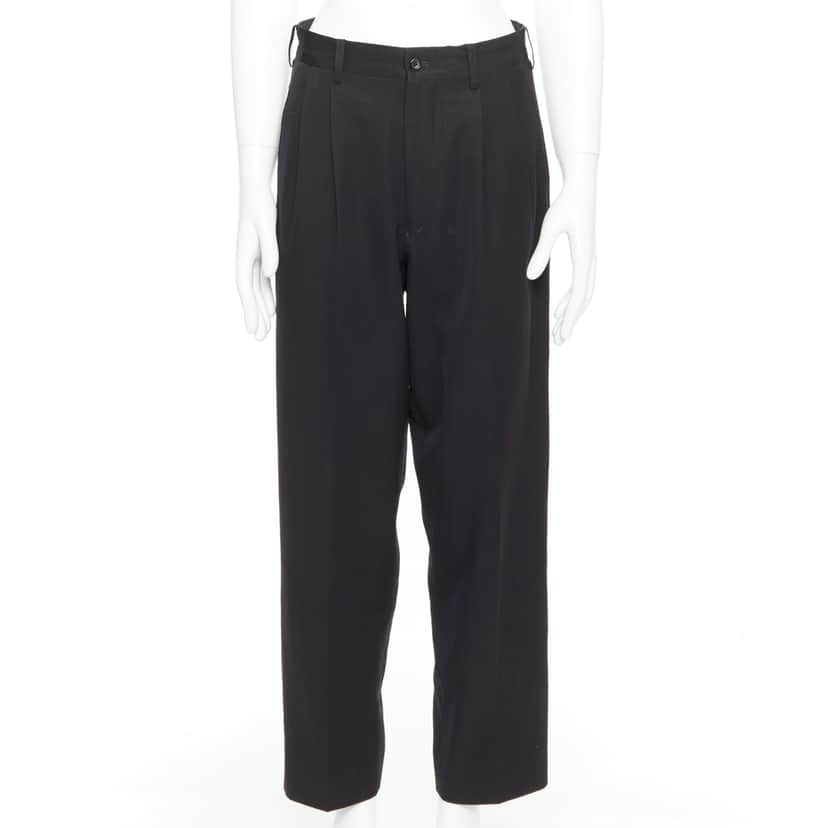 Yohji Yamamoto Pleated Wool Pants Navy Wool Fair condition - Front View