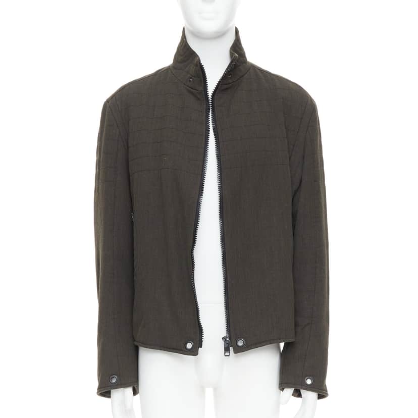 Burberry Green Wool Biker Jacket Khaki Wool Good condition - Front View