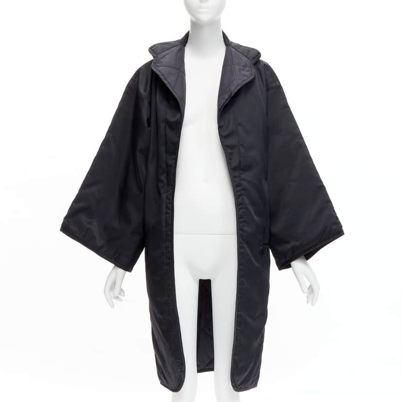 Yohji Yamamoto Black Padded Kimono Coat Black Never worn - Front View
