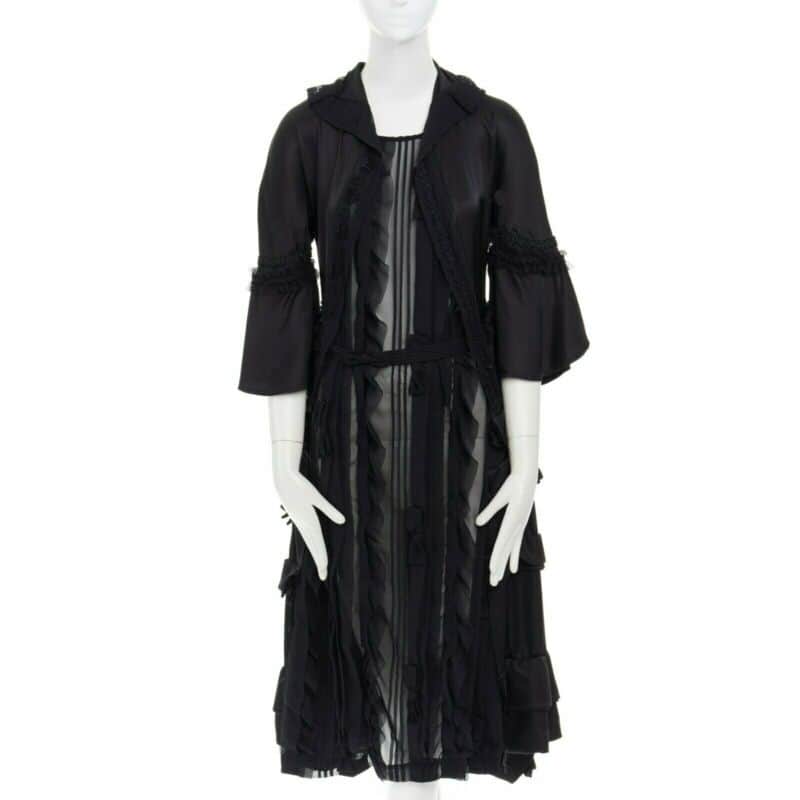 Comme Des Garcons Victorian Ruffle Dress Black Silk Never worn - Front View