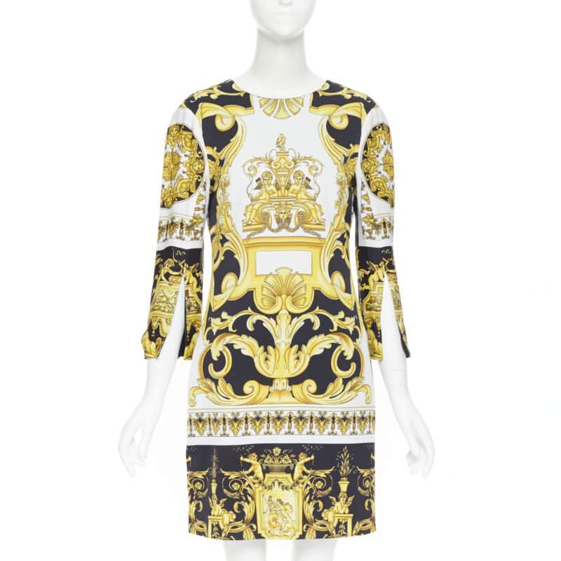 Versace Baroque dress Gold Viscose Never worn, with tag - Front View
