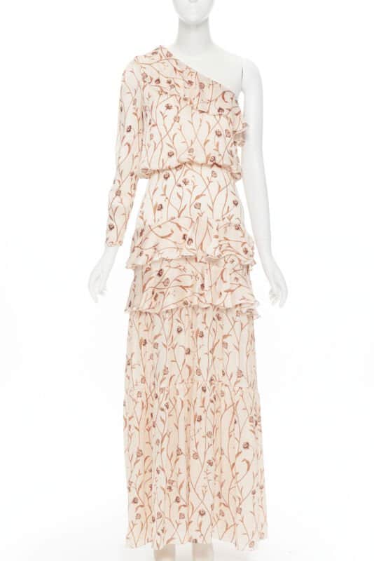 Johanna Ortiz Floral Tier Dress Beige Polyester Never worn - Front View