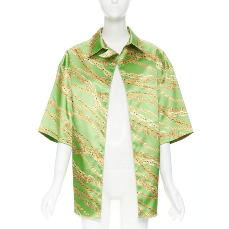 Balenciaga Chain Print Shirt Green Polyester Never worn, with tag - Front View