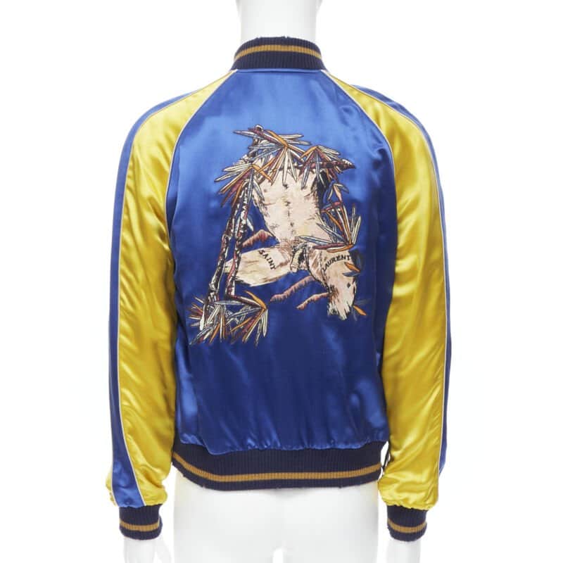 Saint Laurent Yellow Satin Bomber Yellow Polyester Never worn, with tag - Front View
