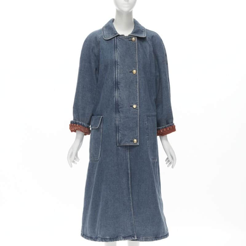 Moschino Blue Paisley Coat Blue Very good condition - Front View