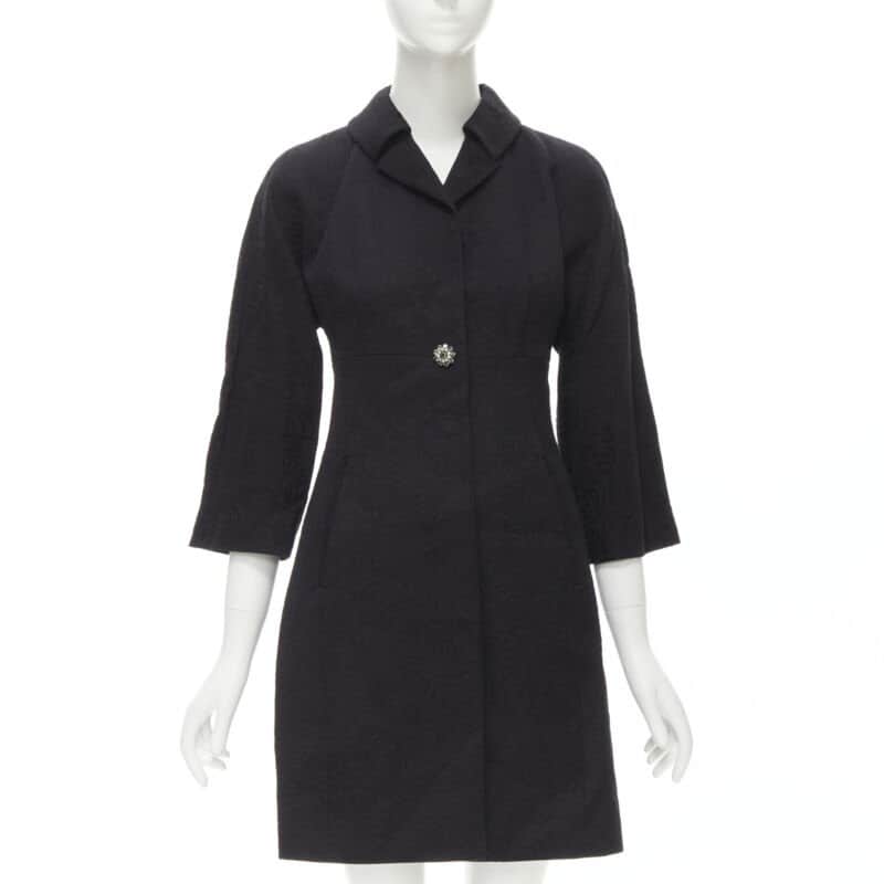 Dolce & Gabbana Black Crystal Coat Black Cotton Never worn - Front View