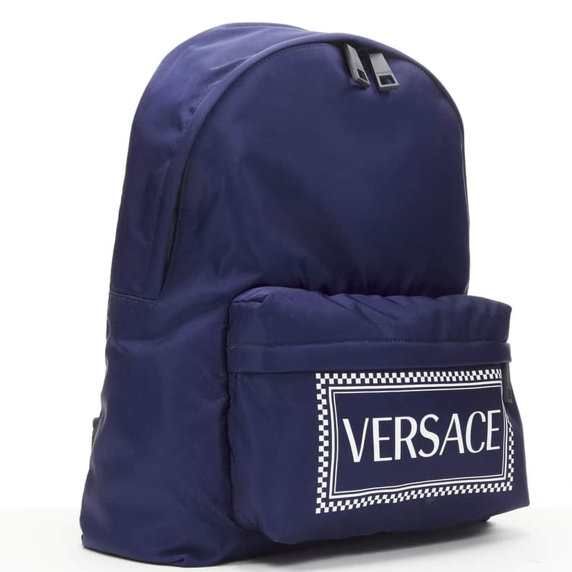 Versace 90's Box Logo backpack Navy Never worn, with tag - Front View