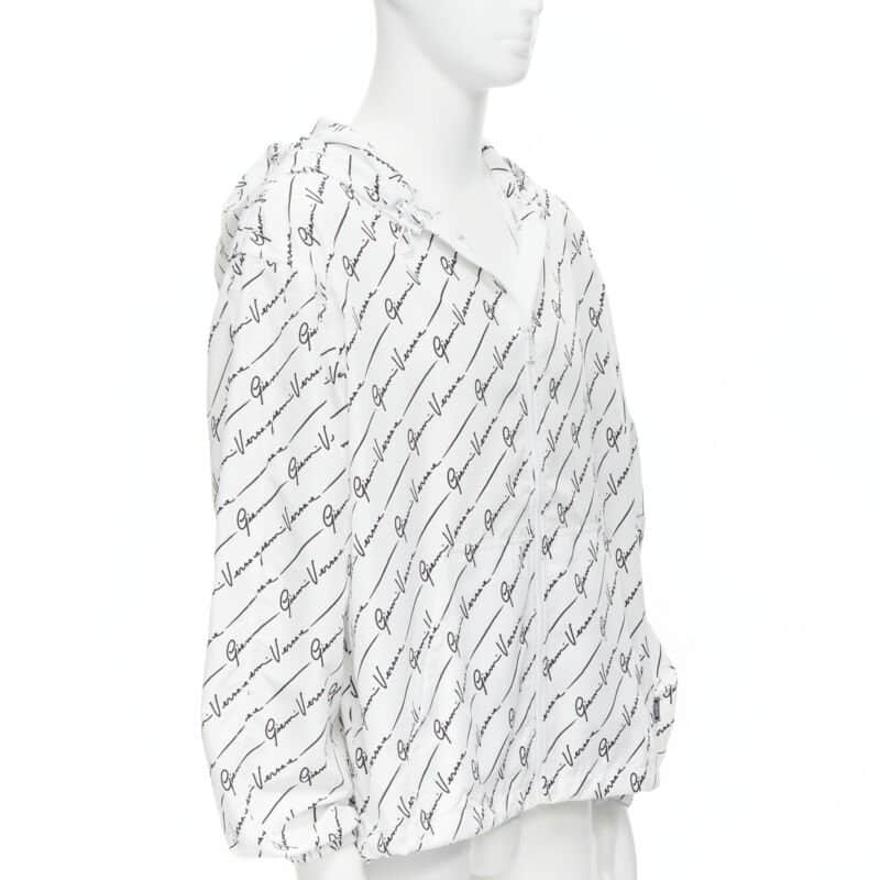 Versace White Hood Windbreaker White Never worn, with tag - Front View