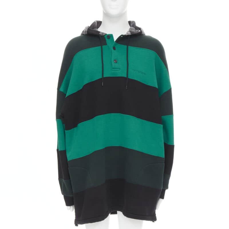 Balenciaga Striped Hoodie Green Cotton Never worn, with tag - Front View