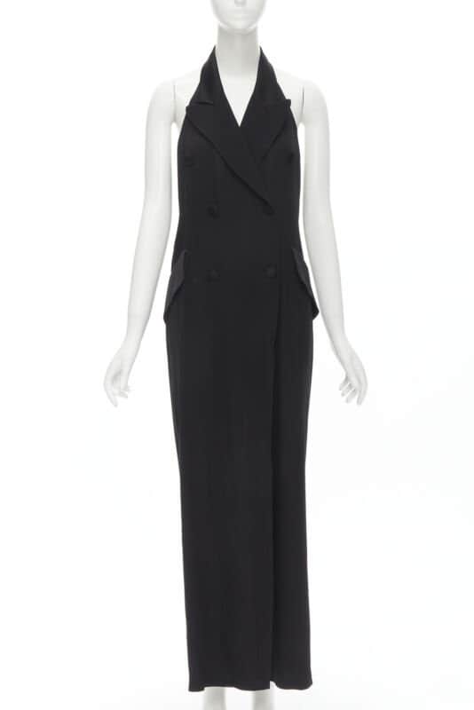 Moschino Halter Slit Jumpsuit Black Polyester Never worn - Front View