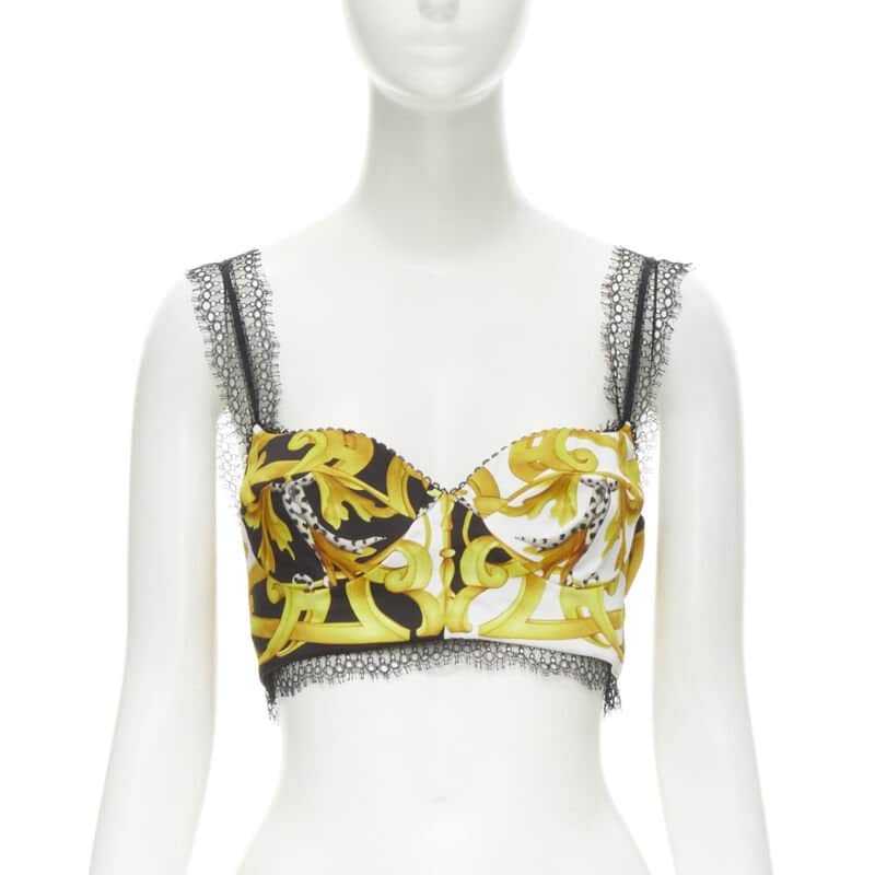 Versace Acanthus Lace Bra Gold Polyester Never worn, with tag - Front View