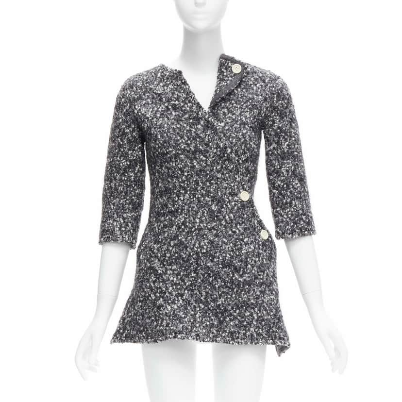 Celine Boucle Bias Sweater Grey Wool Never worn, with tag - Front View