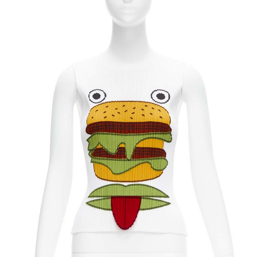 Issey Miyake Hamburger Plisse Tank White Polyester Never worn - Front View
