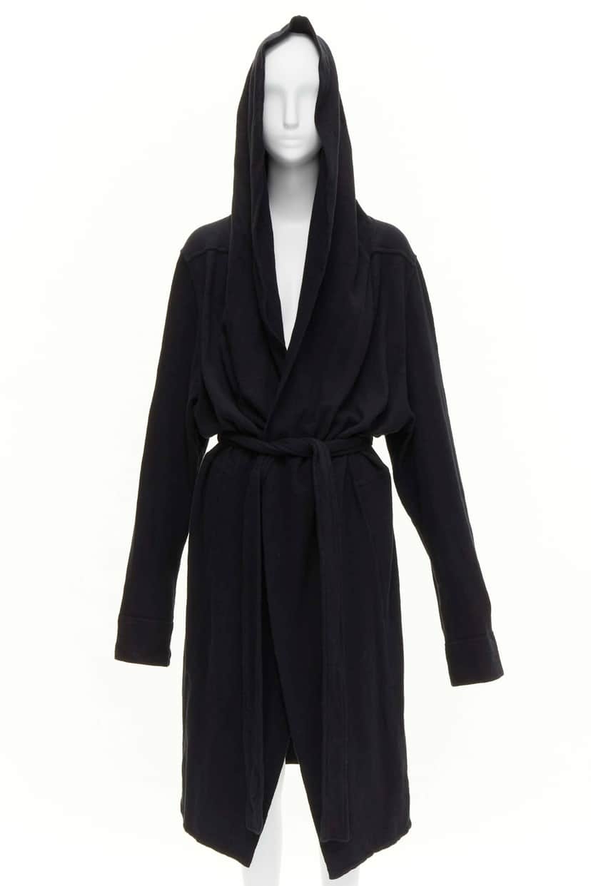 Rick Owens Black Hooded Robe Black Cotton Very good condition - Front View